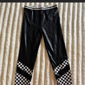 Black Leggings with Checkerboard Detail - Women